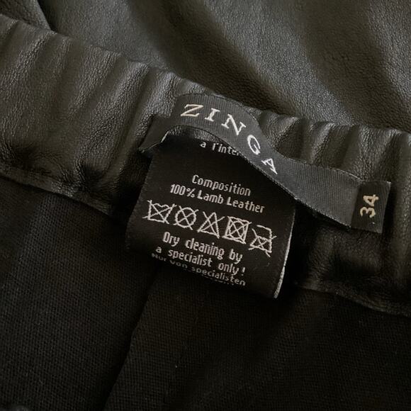Zinga Black 100% Lamb Leather Stretch Uma Leggings 34 XS-S $695 - Picture 9 of 10